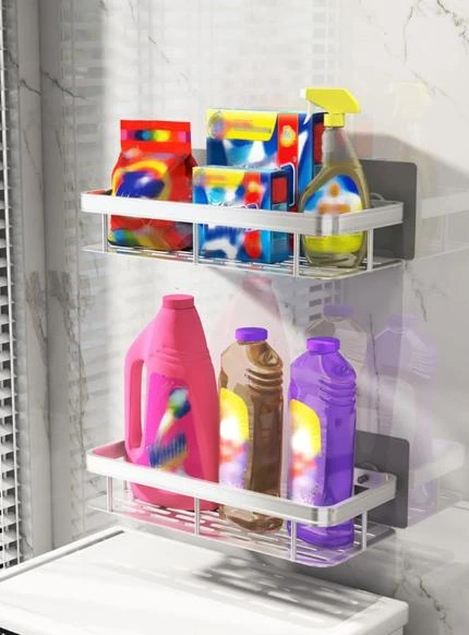 Металева полиця для ванної самоклеюча Bathroom shelf до 10 кг GREY
