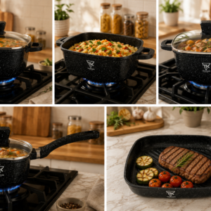 Чорний набір посуду з гранітним антипригарним покриттям Top Kitchen TK-00205 10 предметів