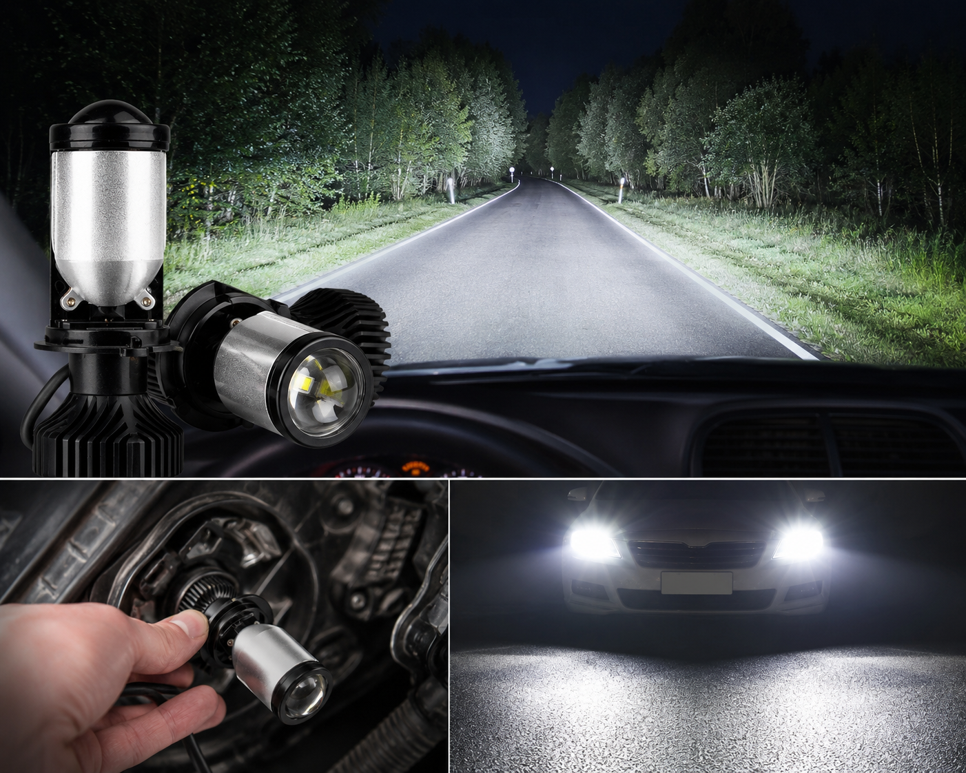 Автомобільні LED лампи Y6 H4 / Світлодіодні автомобільні лампи 90W 5000K з лінзами