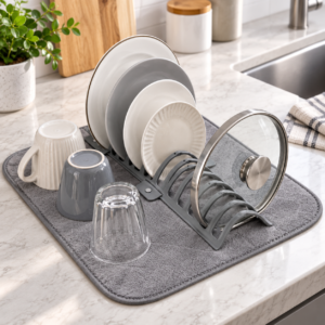 Сушарка для посуду Dish Drain Rack / Складна сушарка з мікрофібровим килимком