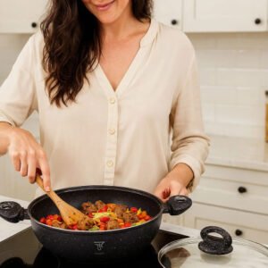 Сотейник-казан з мармуровим антипригарним покриттям Top Kitchen TK00095  5л 32см + кришка