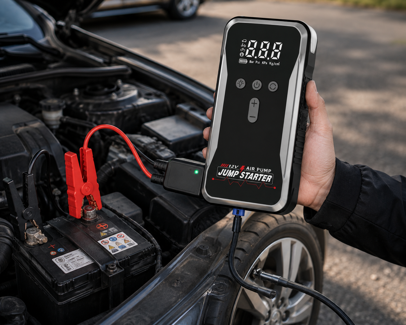 Пускозарядний пристрій S3+ компресор, Power Bank та LED-підсвічування