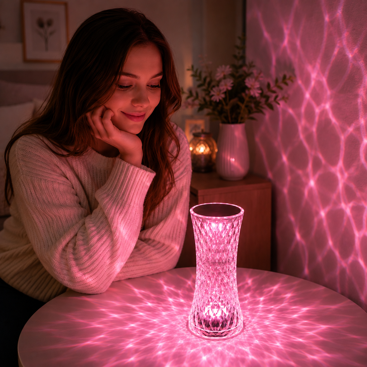 Світильник Led rjb HB-29 / Кришталевий проекційний світильник-нічник Crystal Table Lamp / Проекційний світильник-нічник
