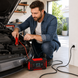 Зарядний пристрій для акумуляторів 6A 12V / Імпульсний зарядний пристрій / Зарядний РК-дисплей