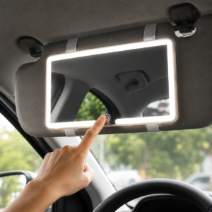 Дзеркало з підсвічуванням HB-5 / Дзеркало прямокутне з LED підсвічуванням на козирок автомобіля з акумулятором / Дзеркало дзеркало для макіяжу
